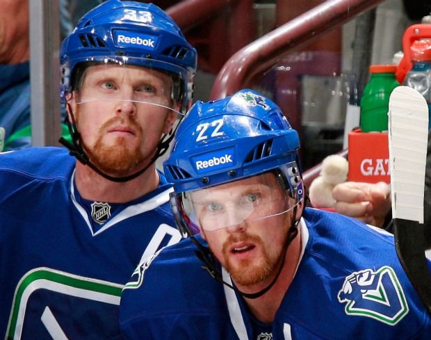 Henrik and Daniel Sedin always command extra attention from the Kings in Los Angeles. Most of it is legal, some of it isn't. (Getty Images via National Hockey League).