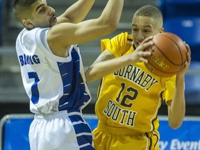 Tyus Batiste (right) and the rest of the Burnaby South Rebels open 2014-15 a close second to Churchill's champion 'Dawgs. (PNG photo)