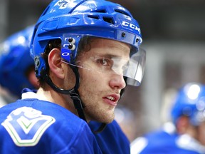 Linden Vey made a point with a three-point effort Sunday in Detroit. It should keep the versatile forward in the Canucks lineup — for now. (Getty Images via National Hockey League).