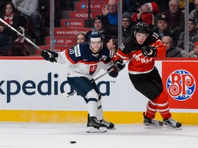 Jake Virtanen will lead a solid group of Canucks prospects in Penticton.  (Photo by Minas Panagiotakis/Getty Images)