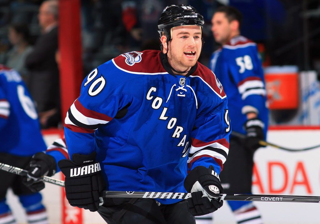 DENVER, CO - APRIL 03:  Ryan O'Reilly #90 of the Colorado Avalanche warms up prior to facing the New York Rangers at Pepsi Center on April 3, 2014 in Denver, Colorado.  (Photo by Doug Pensinger/Getty Images) ORG XMIT: 181116165