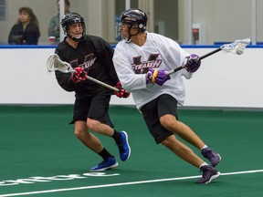 Johnny Powless going through the paces at Stealth training camp at the Langley Events Centre. (Vancouver Stealth photo.)