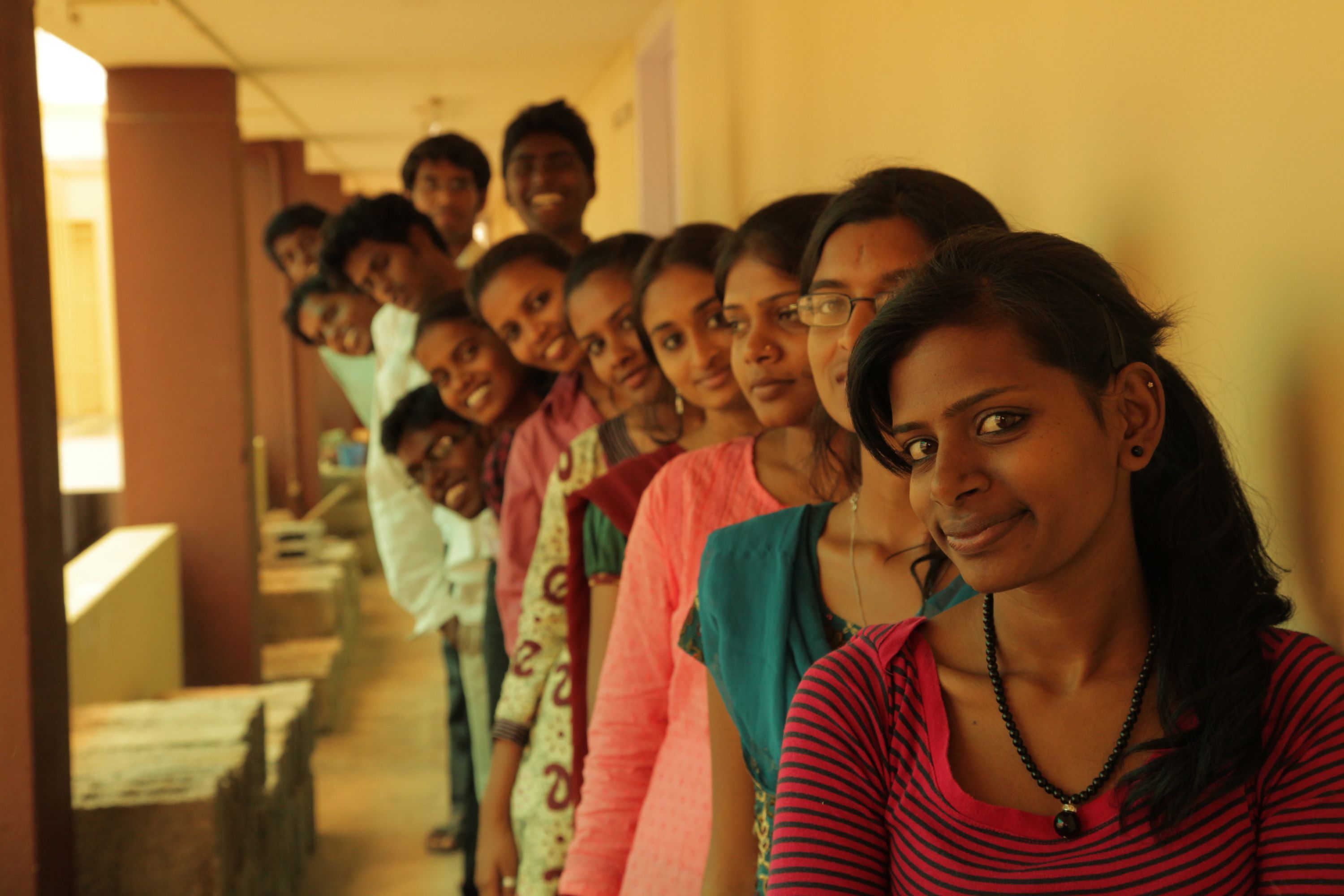 Mala Muniswamy and some of her classmates form the Shanti Bhavan school in India.