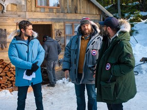 From left: Chace Crawford, Tyler Labine and Cam Labine on the set of Mountain Men. Submitted photo.