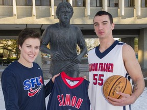 SFU basketball players Erin Chambers and Patrick Simon will be on hand to honour late Clan alum Terry Fox on Saturday night. (Ric Ernst, PNG)