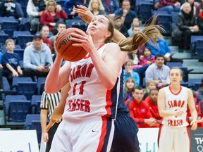 Rachel Fradgley's 20 points and 11 rebounds helped carry the Clan to a win over St. Martin's on Thursday. (Ron Hole, SFU athletics)