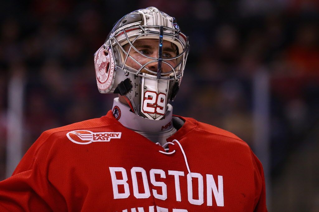 Matt O'Connor is a goalie for Boston University and also reportedly on the Canucks' radar..  (Photo by Maddie Meyer/Getty Images)