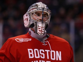 Matt O'Connor is a goalie for Boston University and also reportedly on the Canucks' radar..  (Photo by Maddie Meyer/Getty Images)