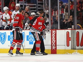 Patrick Kane's injury sure makes things interesting in the NHL's central division.  (Photo by Jonathan Daniel/Getty Images)