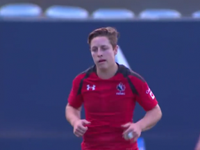 Ghislaine Landry was a try-scoring machine for Canada on day one at the Sao Paulo 7s.