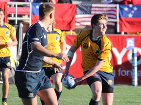 Ben Scher in action in 2014. He lead his BC U-18 squad to the Las Vegas Invitational Boys Elite 2015 title. (BC Rugby photo)