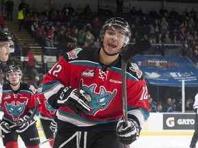 Will veteran Tyrell Goulbourne play for the Rockets when Kelowna visits Vancouver Friday? It's hard to say. Kelowna GM Bruce Hamilton is thinking about resting some players. Goulbourne has sat out the past two Kelowna games already. (Getty Images file.)