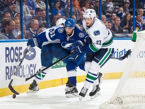 Will Alex Edler be back in the lineup tonight? If he can't go, looks like Frank Corrado will. (Photo by Scott Audette/NHLI via Getty Images)