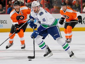 Brad Richardson is slated to be back in the Canucks line-up today when the Toronto Maple Leafs visit. (Getty Images File.)