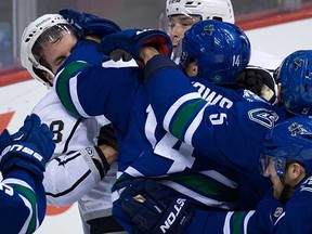 Alex Burrows will have his facewashing hand ready to face Jarret Stoll and the Kings again on Thursday at Rogers Arena.