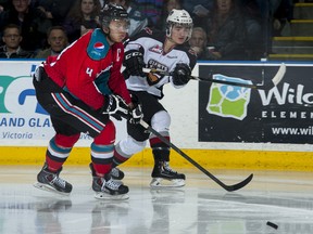 Any battles between Kelowna's Madison Bowey and Vancouver's Thomas Foster that will take place on Friday have more meaning in them now, due to a Prince George win over Kamloops on Wednesday keeping the Giants' playoff hopes alive. (Getty Images File.)