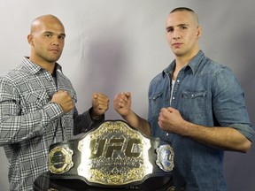 Ultimate Fighting Championship (UFC) welterweight title holder Robbie Lawler (left) will face off against Canadian Rory MacDonald at UFC 189 for the welterweight title fight in Las Vegas, Nevada on July 11, 2015.  (Jenelle Schneider/PNG staff photo)