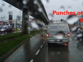 A screen grab from the apparent road rage video.