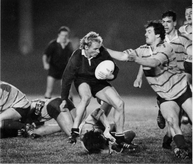 Janaury 23 1987.  Vancouver rugby player Spence McTavish ( carrying ball) will play for Canada in World Cup of rugby  this May. Mctavish has played internationally since 1970. Craig Hodge / Vancouver Sun Negative # 87-558 [PNG Merlin Archive]