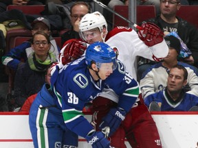 Canucks like Jannik Hansen won't have to worry about the physical of play of  Zbynek Michalek when the Coyotes come to town any more. He was traded to the Blues on Monday. (Getty Images File.)