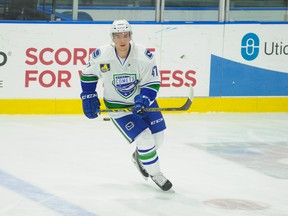 Sven Baertschi and his Utica Comets teammates return to AHL playoff action on Wednesday.