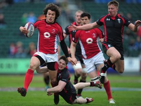 Taylor Paris, here in action for Canada in 2013, scored an epic, pitch-length try on the weekend for his French club, Agen.  (Photo by Jamie McDonald/Getty Images)