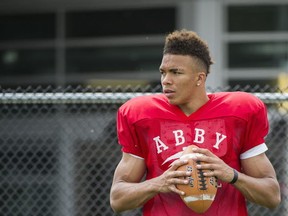 Abbotsford Panthers' Chase Claypool, pictured Wednesday during spring football practice, is looking ahead to a bright college future. (Arlen Redekop, PNG photo)