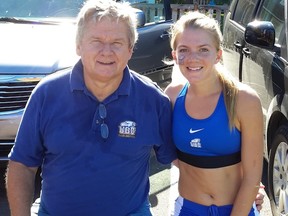 The coffee's on UBC 800-metre runner Stephanie Dacre, who was persuaded to run the spring track season by her head coach Marek Jedrzejek. (UBC athletics photo)