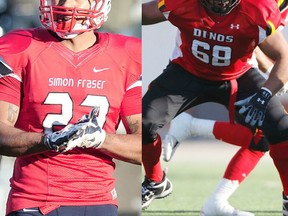 SFU's Lemar Durant (left) and Calgary's Sukh Chung, both BC high school products, will attend a NY Giants mini camp this weekend. (Photos, PNG, Calgary Herald)