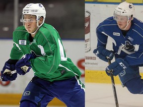 Jake Virtanen (left) and Jared McCann are off to the Utica Comets.