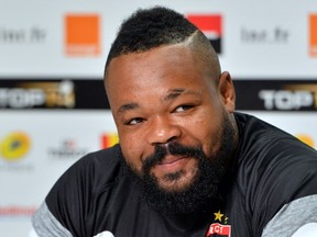 Toulon's French centre Mathieu Bastareaud smiles during a press conference on June 4, 2015 at the Nouveau Stade in Bordeaux, southwestern France, ahead of the French Top 14 rugby union semi-final against Stade Francais on June 5. NICOLAS TUCAT/AFP/Getty Images