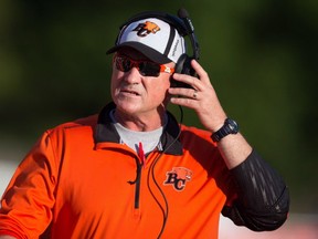 B.C. Lions' head coach Jeff Tedford watches from the sideline during the first half of a pre-season CFL football game against the Edmonton Eskimos in Vancouver, B.C., on Friday June 19, 2015. Tempo and speed have been buzz words around the Lions since Tedford was hired as the team's head coach.The only problem is someone forgot tell the CFL schedule makers.THE CANADIAN PRESS/Darryl Dyck
