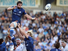 Castres's lock Rodrigo Capo Ortega reaches to grab the ball in a line-out during the European Champions Cup rugby union match between Castres and Leinster in Castres on October 26, 2014.   (REMY GABALDA/AFP/Getty Images)