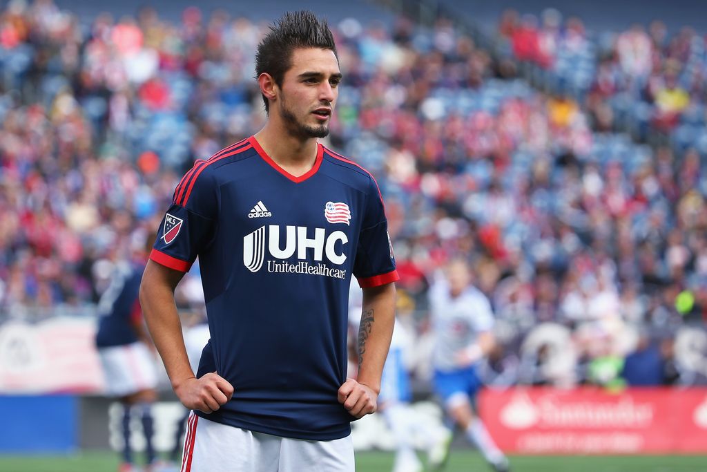 FOXBORO, MA - MARCH 21:  Diego Fagundez #14 of New England Revolution looks on during the first half at Gillette Stadium on March 21, 2015 in Foxboro, Massachusetts.  (Photo by Maddie Meyer/Getty Images)