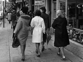Shoppers walk down Robson Street, a.k.a. Robsonstrasse, in June 1967.