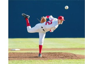 Jon Harris goes to the hill this morning for the Vancouver Canadians in Everett. (Province Files.)