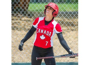 Jenn Salling scored Canada's lone run in a 6-1 loss to Japan Sunday night at the Canadian Open tournament at Softball City. (Province Files.)