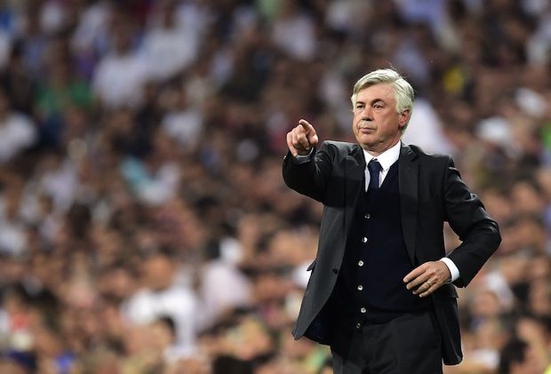 Italian coach Carlo Ancelotti coaching Real Madrid during the UEFA Champions League semi-final second leg football match vs Juventus at the Santiago Bernabeu stadium in Madrid on May 13, 2015. (GERARD JULIEN/AFP/Getty Images)