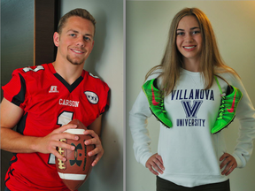 Lucas Bill of North Vancouver’s Carson Graham Eagles, is off to Hamilton to join the perennial Vanier Cup contenders, the McMaster Marauders. Meanwhile, Nicole Hutchinson of West Vancouver’s Sentinel Spartans joins one of the top middle-distance track program in the world as a freshman-to-be with the Villanova Wildcats. (PNG photos — Wayne Leidenfrost)