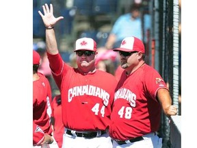 Manager John Schneider and pitching coach Jim Czajkowski saw the Vancouver Canadians' up-and-down season play out in one game Saturday night. (Province Files.)