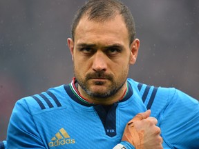 Italy's lock Marco Bortolami lines up before the Six Nations international rugby union match between England and Italy at Twickenham Stadium southwest of London on February 14, 2015.         (GLYN KIRK/AFP/Getty Images)