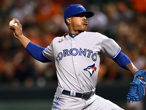Marcus Stroman, strutting his stuff  against the Baltimore Orioles at Oriole Park at Camden Yards on September 15, 2014 in Baltimore, Maryland. (Photo by Patrick Smith/Getty Images)