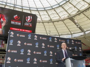 Bill Cooper speaks to the media during an announcement about the HSBC Canada Sevens Vancouver Men's Rugby Tournament to take place at BC Place Stadium in Vancouver March 12 and 13, 2016.  (photo by Ric Ernst / PNG)