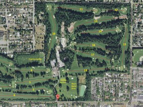 An overhead view of the Vancouver Golf Club.