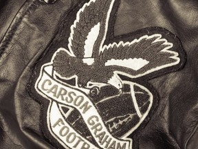 The Carson football logo, as it sat stitched onto the 1979 letterman jacket of former player and longtime coach Larry Donohoe. (Photo -- Blair Shier)