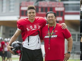 Abby's Chase Claypool and coach Jay Fujimura (left) open at No. 1 tied with the two-time champs from Nanaimo's John Barsby. (PNG photos)