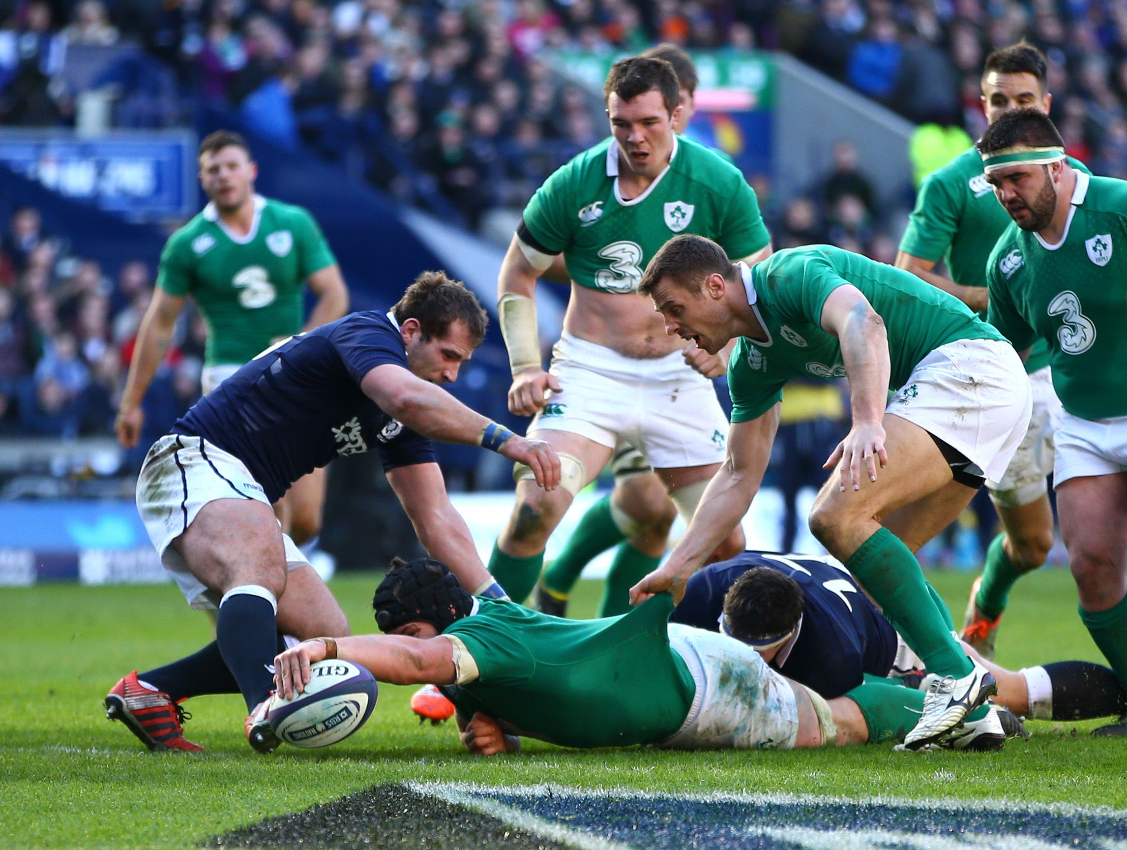 during the RBS Six Nations match between Scotland and Ireland at Murrayfield on March 21, 2015 in Edinburgh, Scotland.