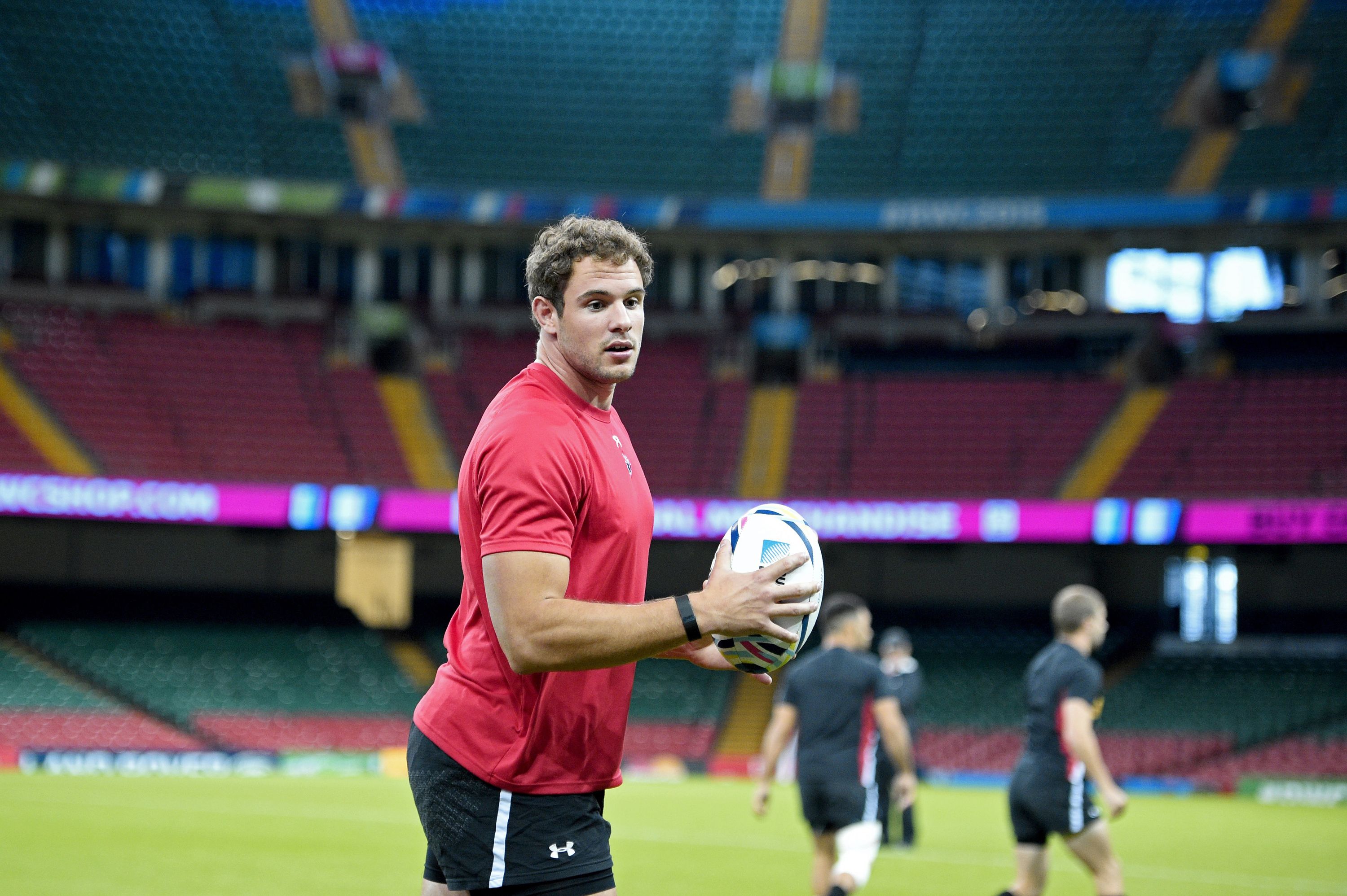 Canada's number 8 and captain Tyler Ardron attends a training session at the Millennium stadium in Cardiff on September 18, 2015 ahead of the 2015 Rugby Union World Cup. AFP PHOTO / DAMIEN MEYER RESTRICTED TO EDITORIAL USE        (Photo credit should read DAMIEN MEYER/AFP/Getty Images)