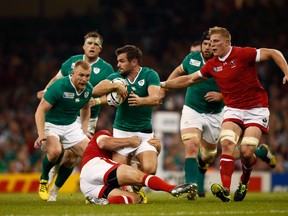 Jared Payne was a powerhouse in the centres for Ireland in their 50-7 defeat of Canada to open the 2015 Rugby World Cup.  (Photo by Stu Forster/Getty Images)