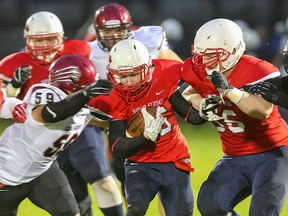 Simon Fraser Clan running back  Josh Hayden found the going tough against Azusa Pacific on Saturday at Swangard Stadium. (Ron Hole, SFU athletics)